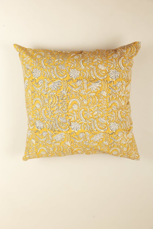 Mustard Harmony Block Print Pillow | Pillows by Ninéh