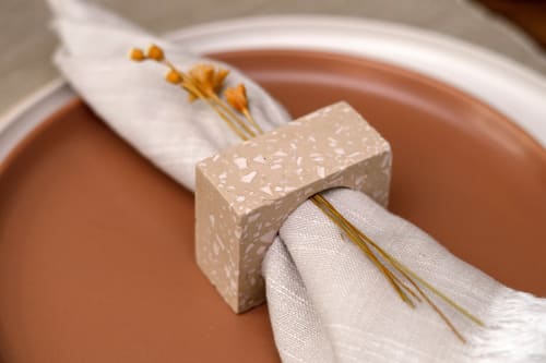 Terrazzo Napkin Rings Set - Camel | Tableware by Tropico Studio