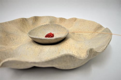 Earth Tone Ceramic Serving Plate and Bowl Set | Serving Tray in Serveware by YomYomceramic