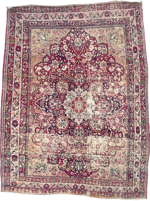 OLD-WORLD Antique Persian Kermanshah Rug | Unique Squarish | Area Rug in Rugs by The Loom House