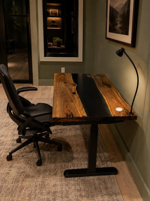 Adjustable Height Wood Desk | Tables by Pelican State Woodworks