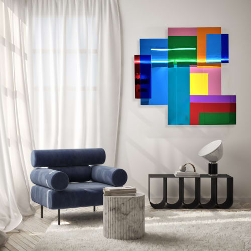 Large Mirrored Acrylic Spectrum Geometry Wall Art | Wall Hangings by uniQstiQ