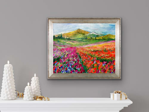 Flower Rows | Oil And Acrylic Painting in Paintings by Checa Art