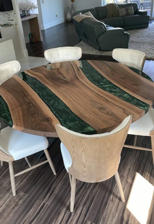 Epoxy Resin Dining Table-Round Dining Room Table-River Resin | Tables by LuxuryEpoxyFurniture