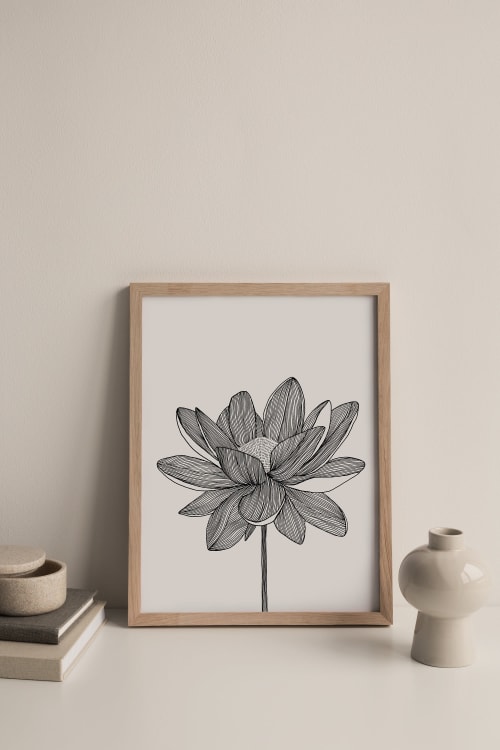 Lotus Flower Print, Botanical Black & White Wall Art | Wall Hangings by Carissa Tanton