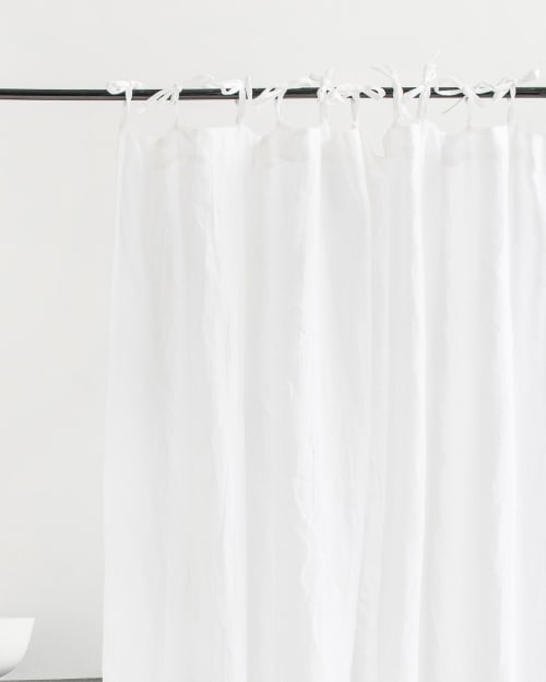 Linen Shower Curtain Panel With Tie Top (1 Pcs) | Curtains & Drapes by MagicLinen