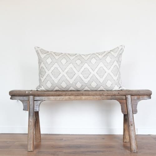 Cream Linen with Black Diamonds Pillow 20x36 | Pillows by Vantage Design