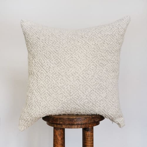 Cream Linen with Woven Boucle Diamonds Pillow 22x22 | Pillows by Vantage Design