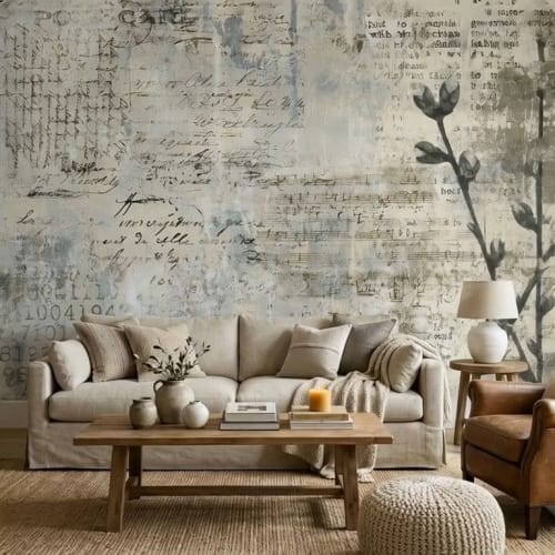Archival Bloom  —  Rustic Farmhouse Wallpaper Mural | Wall Treatments by ELLE WALLS
