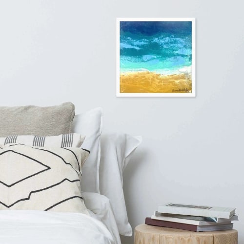 Framed Print - Mystic Sea - Fluid Abstract Ocean Gold Art | Work by Eman's Gallery