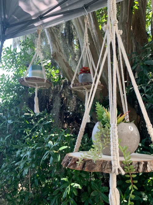 Macrame Hanging Wood Slice Shelf | Plant Hanger in Plants & Landscape by Rosie the Wanderer