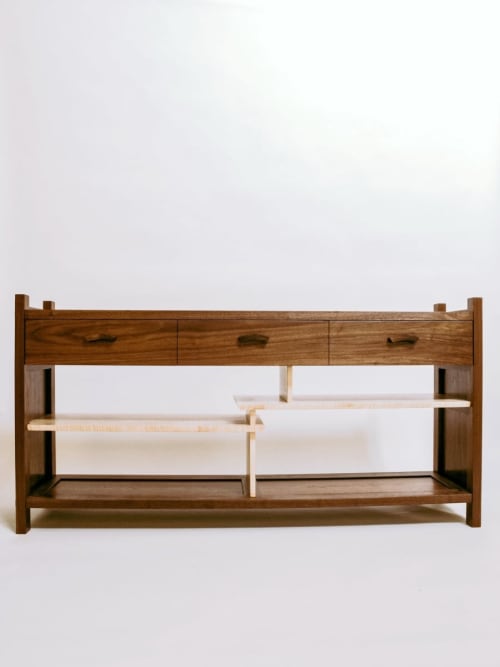 The Enzo Cabinet with Drawers – Walnut with Tiger Maple | Storage by Mokuzai Furniture