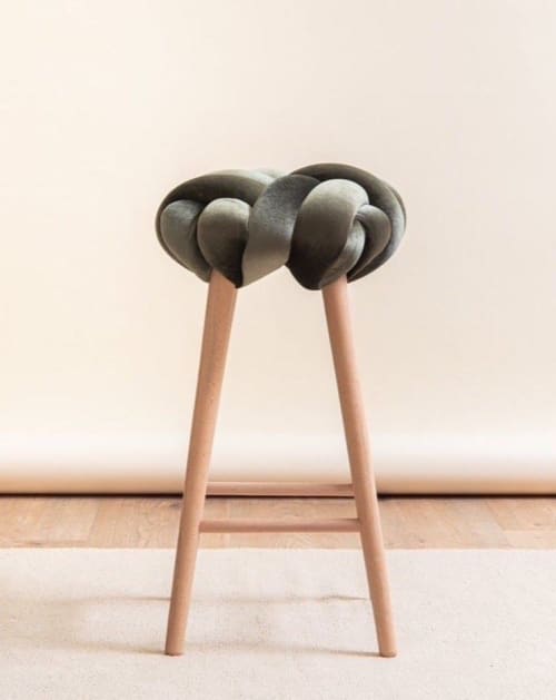 Olive Green Velvet Knot Bar Stool | Chairs by Knots Studio
