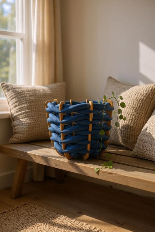 (M) Hull Basket in CobaltUltra Suede | Storage Basket in Storage by Knots Studio