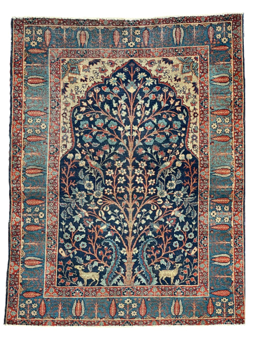 AMAZING POMEGRANATE Tree of Life | Incredible Blues, Camel | Area Rug in Rugs by The Loom House
