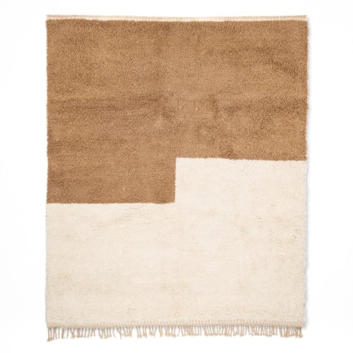 Genuine lamb wool Beni Ourain rug, brown and white rug | Area Rug in Rugs by Benicarpets