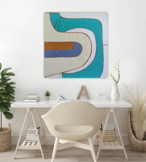 Mid century wall art canvas minimalist wall art textured | Oil And Acrylic Painting in Paintings by Berez Art