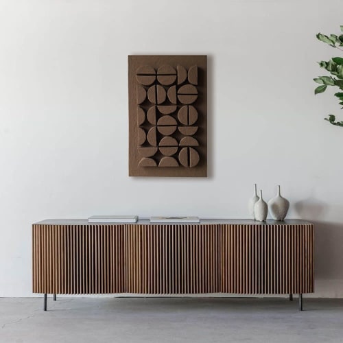 Modern 3D Wall Art - Textured Plaster Sculpture - Trendy Artwork - Coffee Beans - Geometric Relief - Gift for Coffee Lovers | Wall Hangings by Vaiva Art Atelier