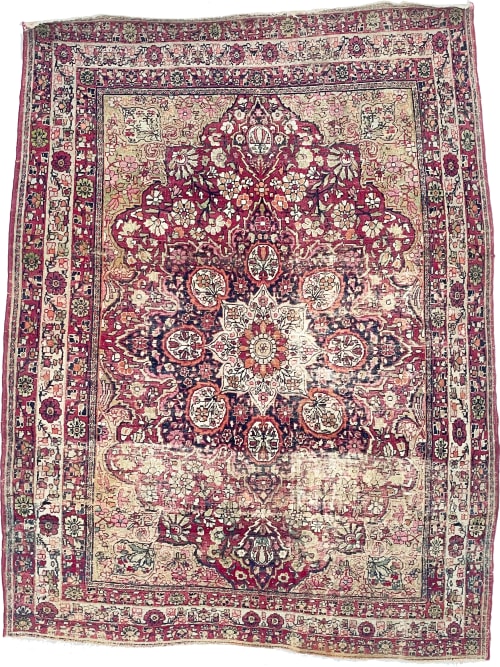 OLD-WORLD Antique Persian Kermanshah Rug | Unique Squarish | Area Rug in Rugs by The Loom House