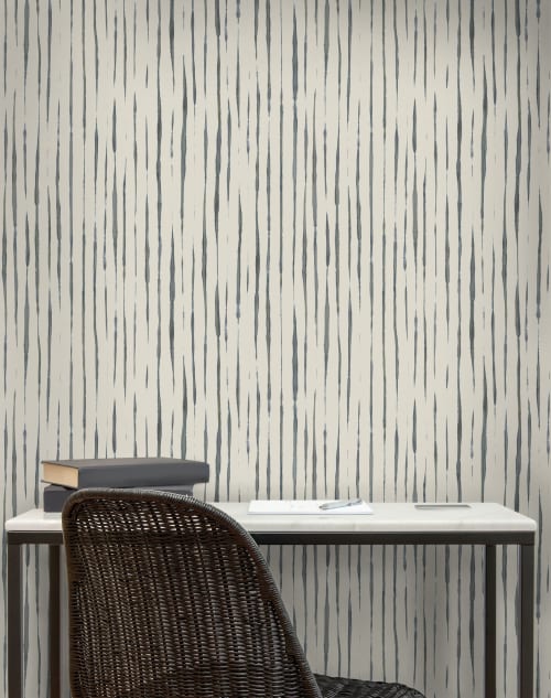Inky Stripe Wallpaper in Blue | Wall Treatments by Eso Studio Wallpaper & Textiles