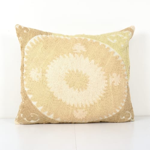 Suzani Yellow Square Pillow Case Fashioned from a Mid-20th C | Pillows by Vintage Pillows Store