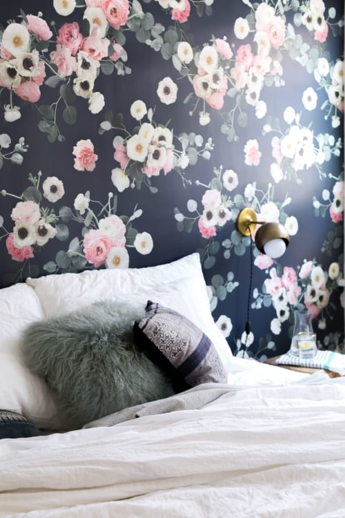 Midnight Floral Removable Fabric Wallpaper - Peel and Stick! | Wallpaper by Samantha Santana Wallpaper & Home