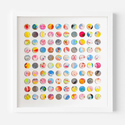 One Hundred Marbled Dots Collage Geometric Painting | Paintings by Amelia Coward