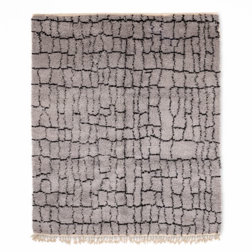 Grey beni ourain rug, handmade moroccan rug | Area Rug in Rugs by Benicarpets