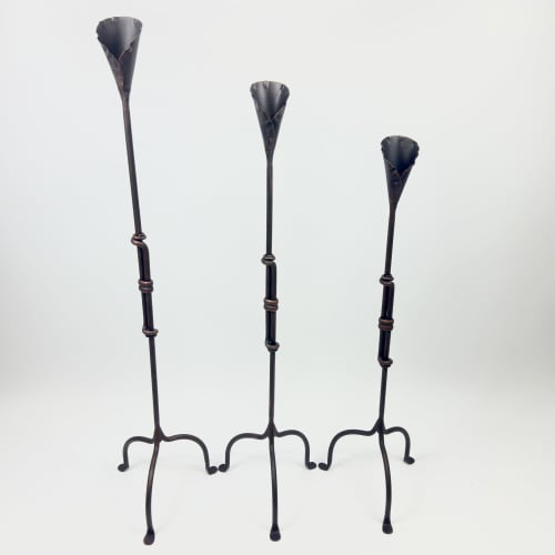 Hand Forged Iron Candelabra Set of 3 (87-97-107cm) | Decorative Objects by Edecra