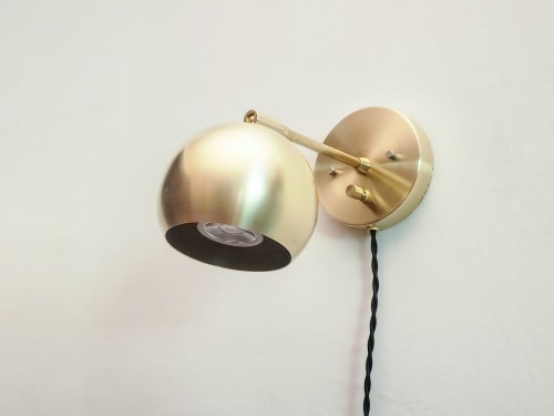 1-Arm, Plug In Adjustable, Gold LED Sconce, Mid Century | Sconces by Retro Steam Works