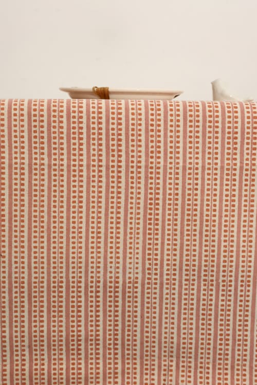 Blush Piano Block Print Tablecloth | Linens & Bedding by Ninéh