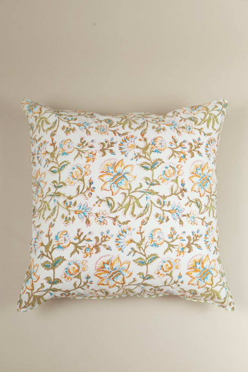White Spring Block Print Pillow | Pillows by Ninéh