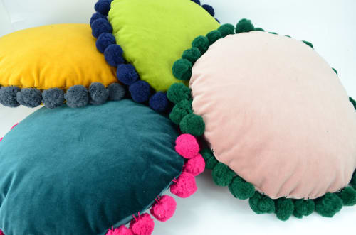 round cream pillow // round velvet cushion // round  pillow | Pillows by velvet + linen
