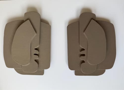 Minimalist Plaster Wall Sculpture Diptych (Set of 2): Modern Sand & Brown Art | Wall Hangings by Vaiva Art Atelier