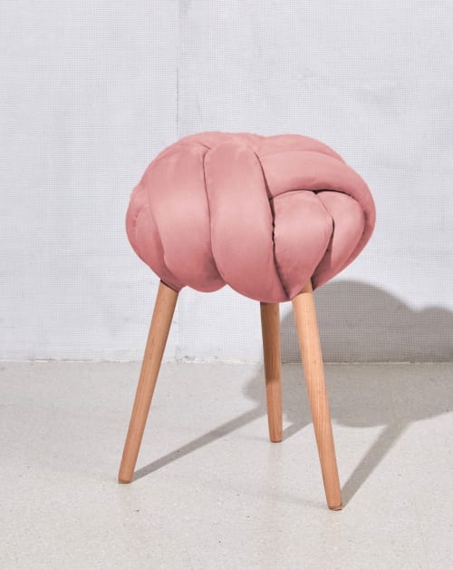 Rose Pink Vegan suede Knot Stool | Chairs by Knots Studio