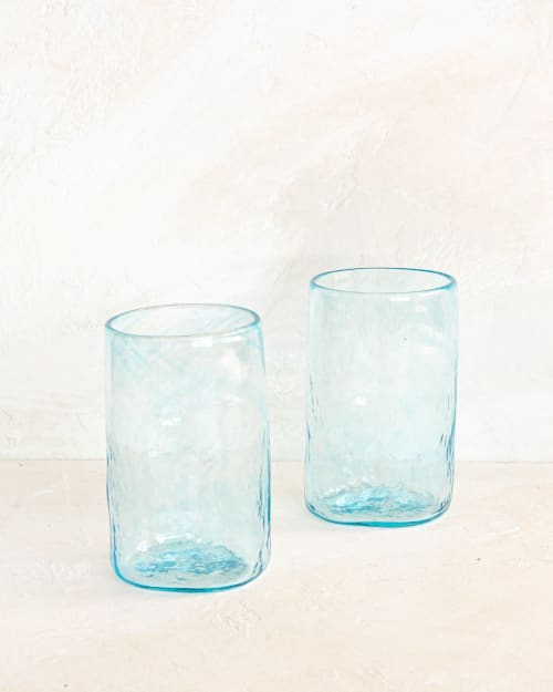 Xaquixe Large Tumbler - Turquoise (set of 2) | Glass in Drinkware by MINNA
