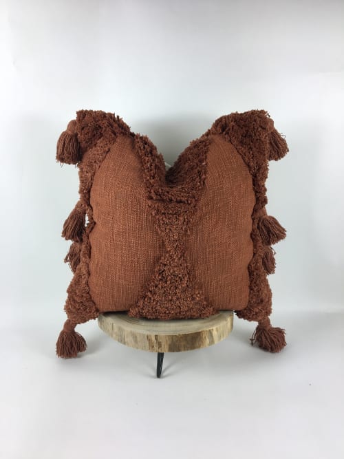 Brown tassel pillow // fringe pillow // brown tassel cushion | Pillows by Willow & Moon Home