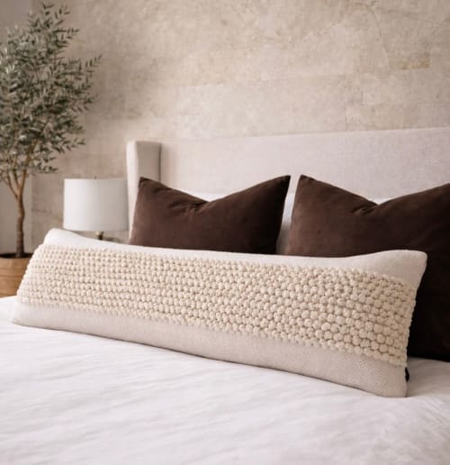 Morena Oversized Lumbar Pillow Cover — Textured Cotton in Cr | Pillows by Busa Designs