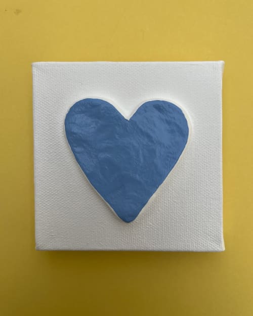 Blue Heart 4" x 4" | Mixed Media in Paintings by Emeline Tate