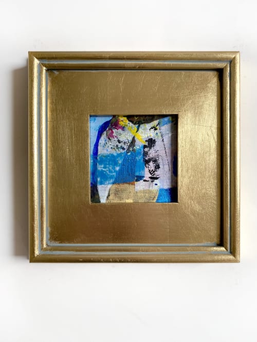 Shining Beetle Mini Painting on Canvas | Mixed Media by Jessalin Beutler