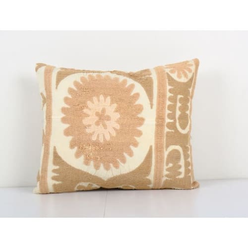 Square Exquisite White Washed Neutral Beige Terrific Art Acc | Pillows by Vintage Pillows Store