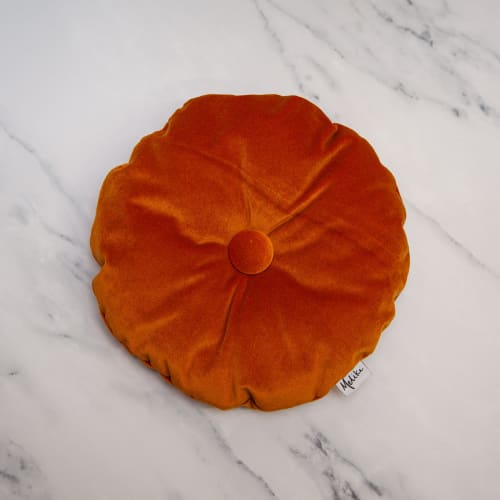 Tufted Velvet Throw Pillow, Orange | Pillows by Melike Carr