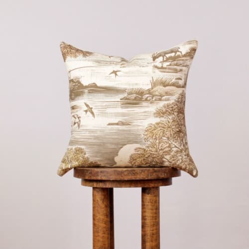 Landscape Scene Printed on Linen Pillow 16x16 | Pillows by Vantage Design