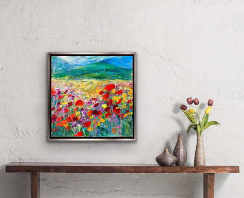 Lively Poppies II | Oil And Acrylic Painting in Paintings by Checa Art