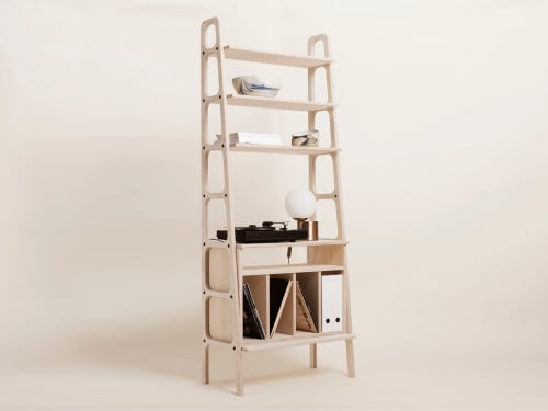 Record player stand, Vinyl record storage, Handmade Bookcase | Storage by Plywood Project