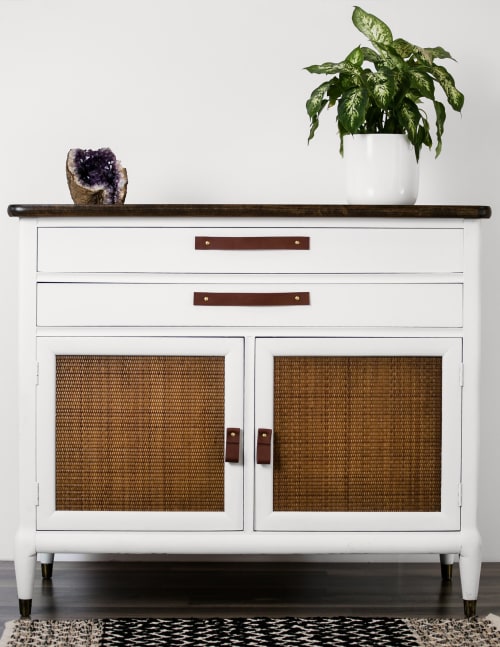 Walnut Leather Handle [Flat End] | Pull in Hardware by Keyaiira | leather + fiber | Artist Studio in Santa Rosa