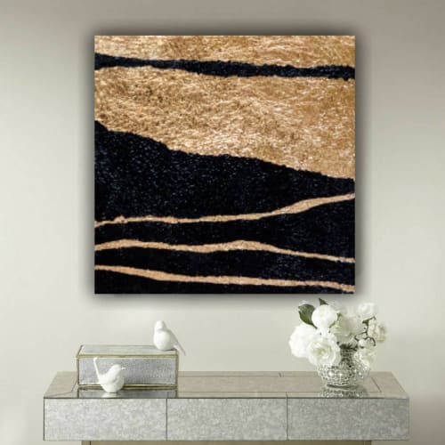 Large gold abstract painting gold leaf art golden leaf | Oil And Acrylic Painting in Paintings by Berez Art