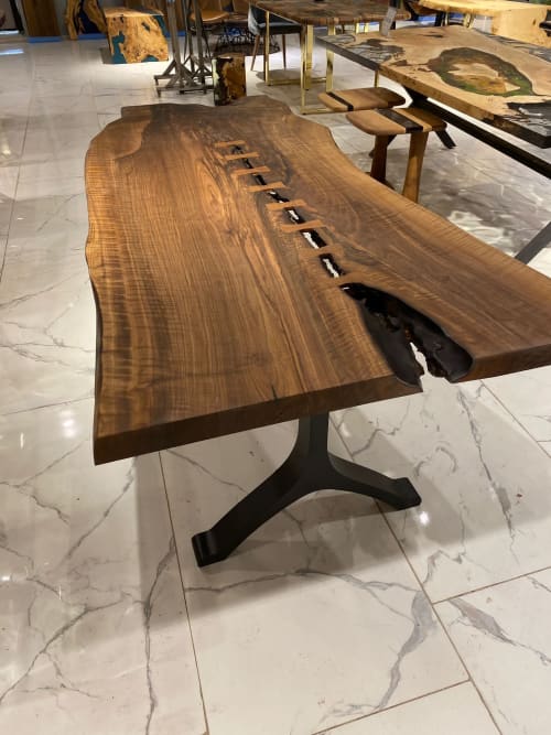 Walnut Table, Live Edge Dining Table, Wooden Dining Table | Desk in Tables by Tinella Wood