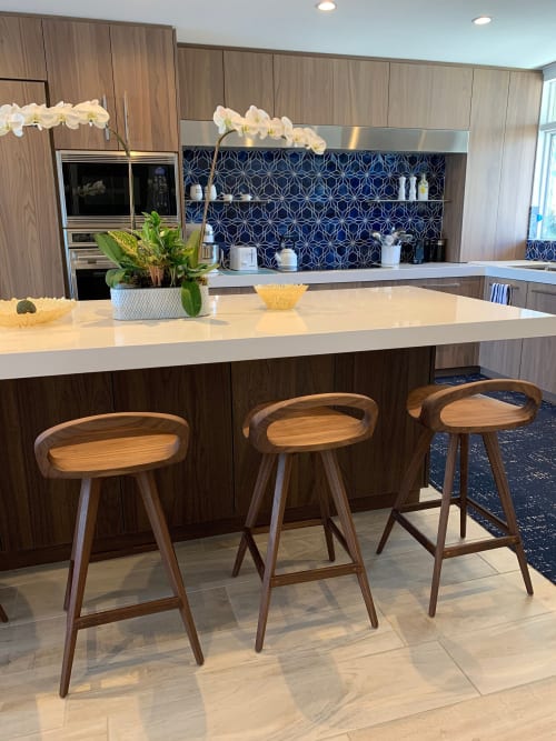 Mid Century Modern Swivel Counter Stool: Tractor Seat Bar Stool, USA Made | Chairs by Marco Bogazzi