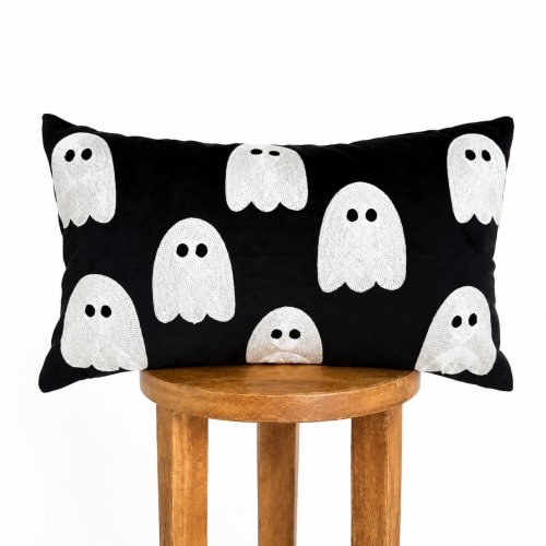 Black Ghost Lumbar Pillow Cover | Pillows by Busa Designs